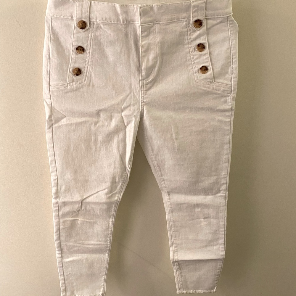 LOFT high waisted white jeans